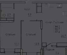 Продаётся 2-комн. квартира, 57 м²